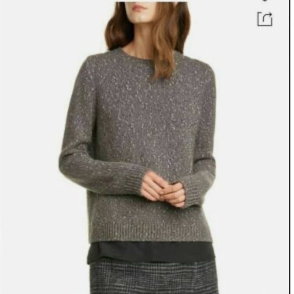 CLUB MONACO Kaelane Charcoal and White Wool Mix Crewneck Sweater